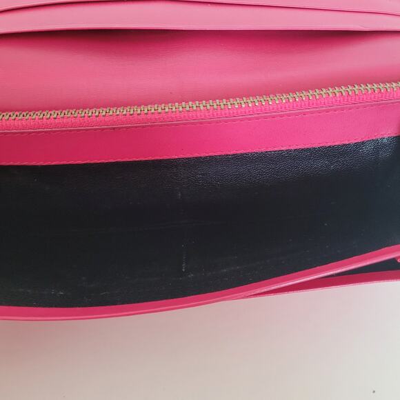 Yves Saint Laurent YSL Vintage Long Large Leather Wallet Pink Logo - Picture 4 of 15